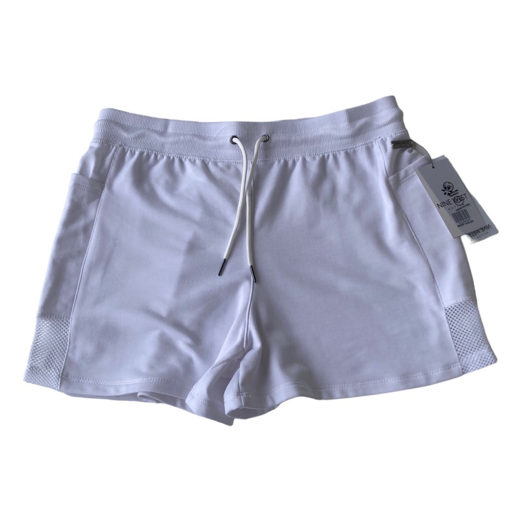 Nine West Active White Drawstring Short Net Insert Pockets Ladies Large NWT